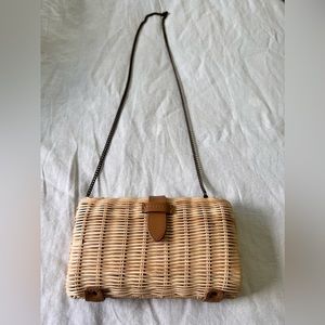 J.Crew Rattan Clutch with Chain Strap